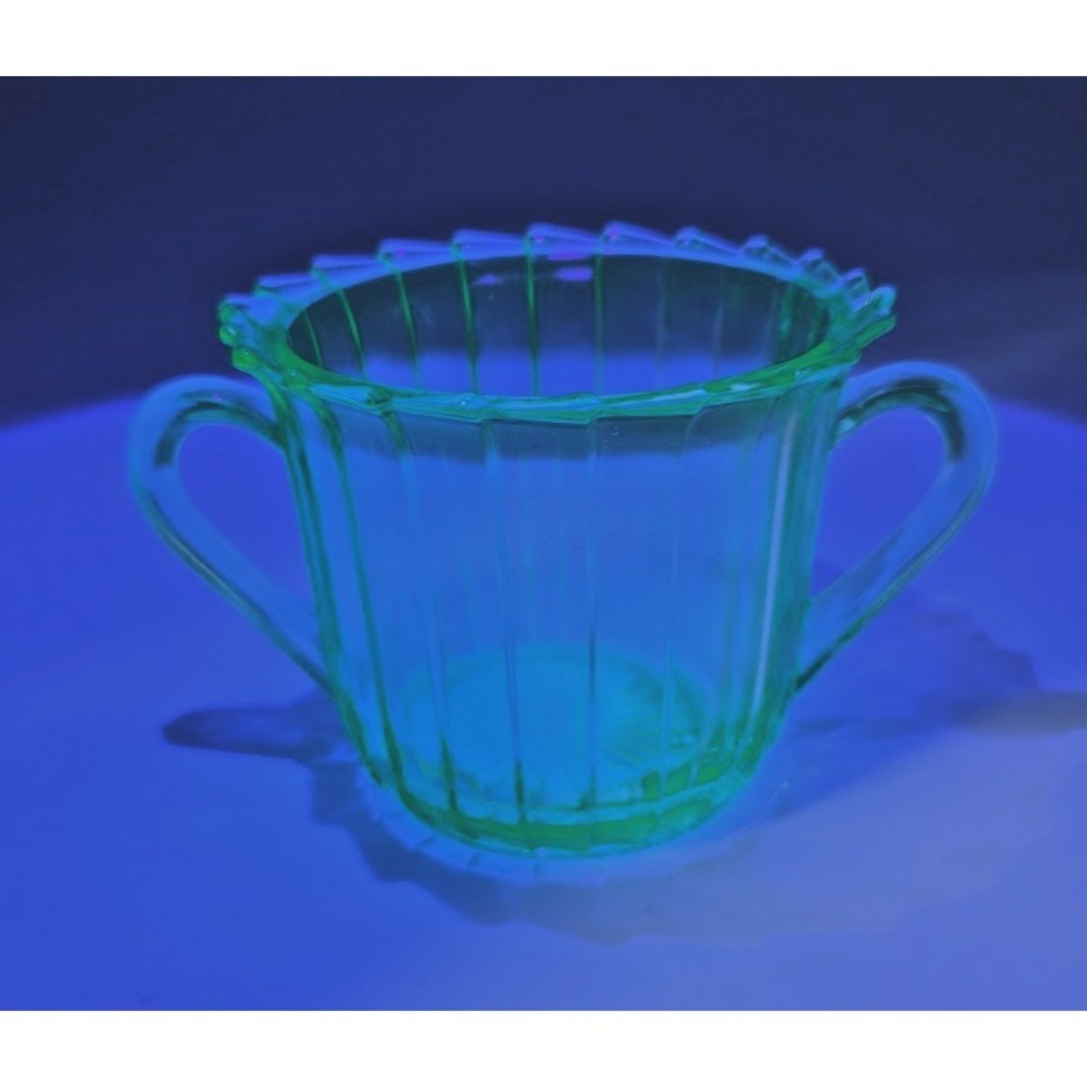 VTG Uranium Sugar Sierra Pinwheel Jeanette Green Vaseline Depression Glass
